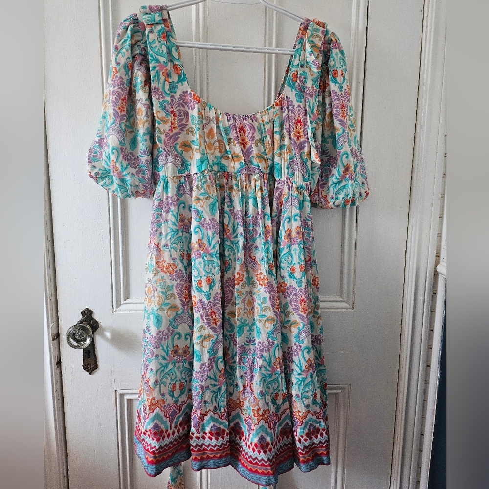 MAHILA: Floral Blake Bow Babydoll Dress